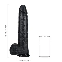 Dildo XXXL Recht met balzak 38 cm - Black