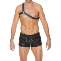 Gladiator Harnas Zwart/Blauw - Premium Leather