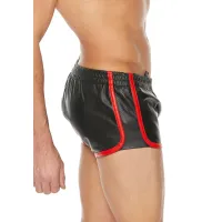 Lederen Short Zwart/Rood