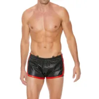 Lederen Short Zwart/Rood