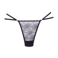 Allure - Good Girl - Lace and Mesh Thong - One Size - Black