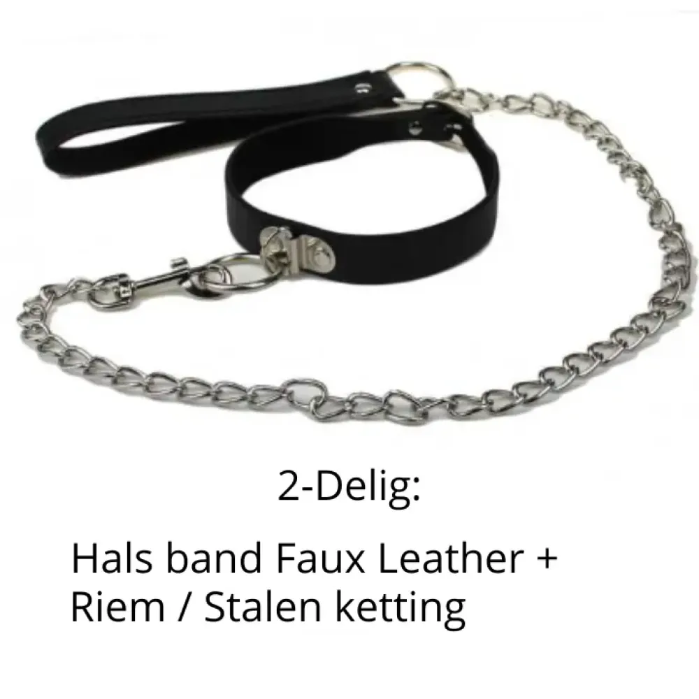 BDSM Hals band met stalen ketting