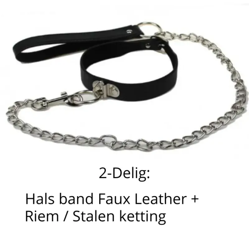 BDSM Hals band met stalen ketting