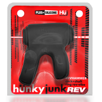 Hunkyjunk revhammer vibe cock + shaft ring - zwart