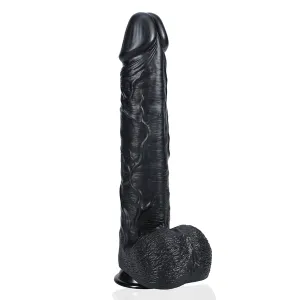 Dildo XXXL Recht met balzak 38 cm - Black