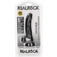 Realistische Curved Dildo met balzak Black 15,5 cm