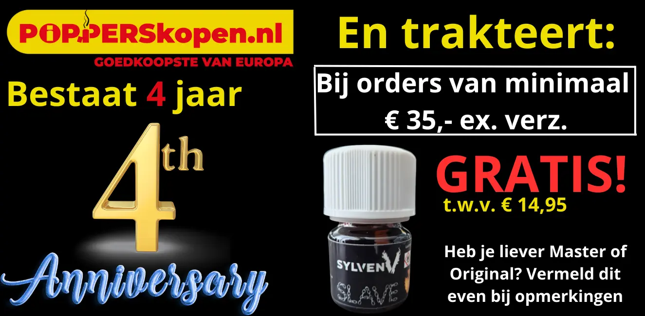 Poppers kopen is jarig en trakteert