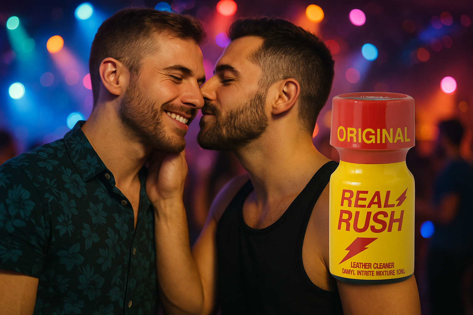Twee mannen op een feestje gebruiken poppers voor seksuele beleving