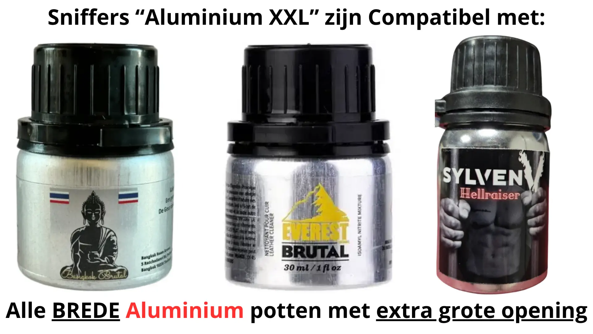 Poppers Sniffers voor grote brede Aluminium flessen